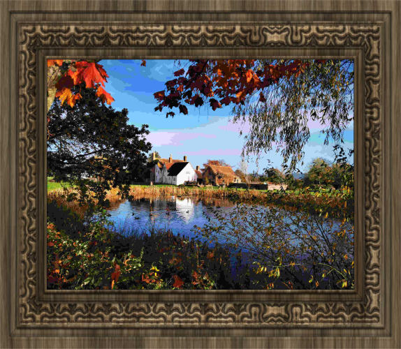 Lake and Farmhouse viwed through autumnal trees, Jess's Ladies Organic Farm, the environment and plastic